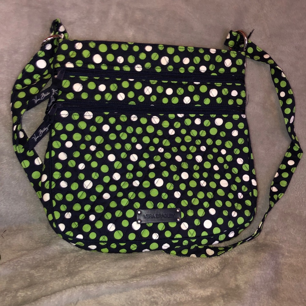 Vera Bradley Black and Green Polka Dot Crossbody Bag